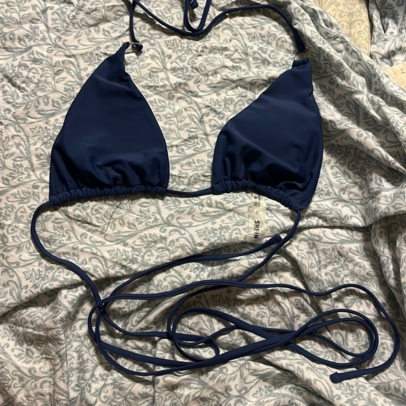 Worn only a couple of times. Shein Navy blue strappy bikini top - Picture 1 of 2